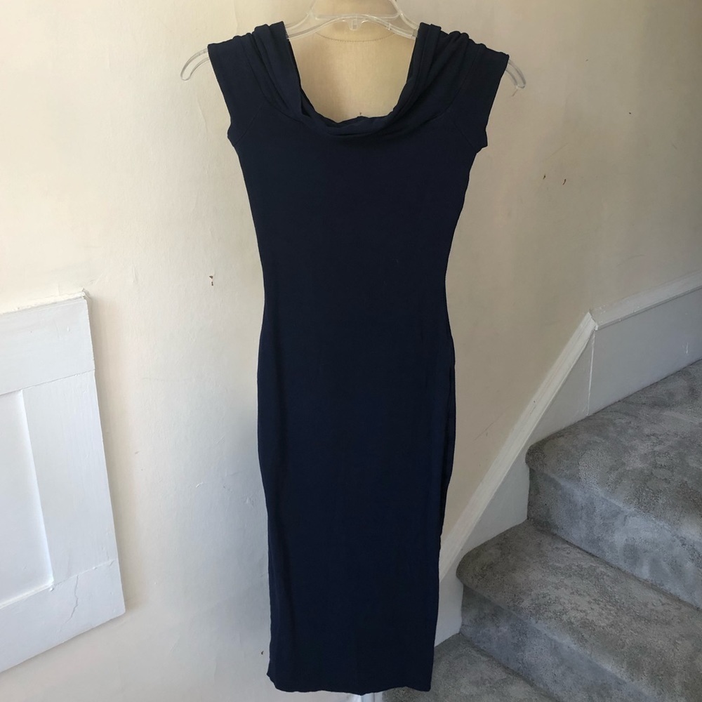 Nadia Tarr Short Sleeve Cowl Neck Midi Dress